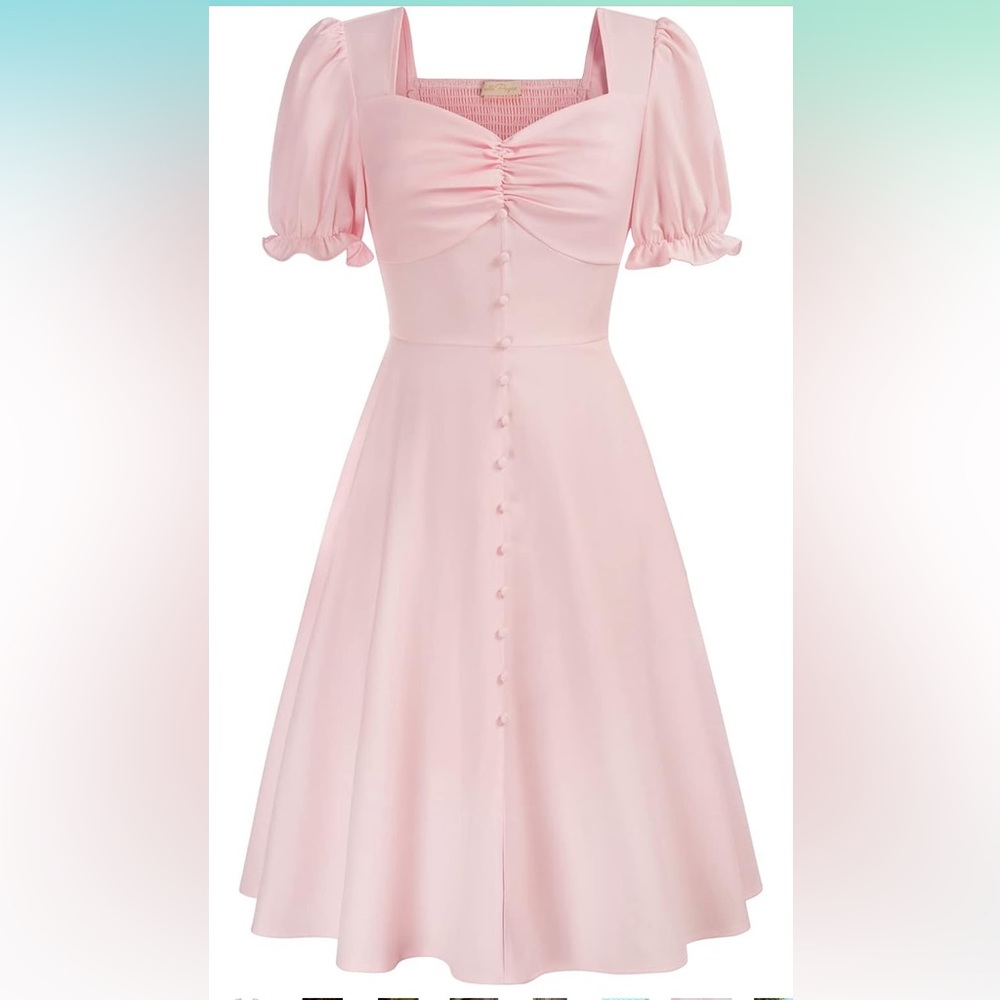Belle Poque Summer Puff Short Sleeve Vintage 1950s Party Swing Dress NEW